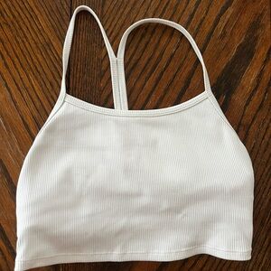 Alo Yoga White Ribbed Crop Top